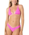 Roxy Juniors Haliewa Built Up Triangle Bikini Top Cheeky Scoop Front Bottoms In Pink