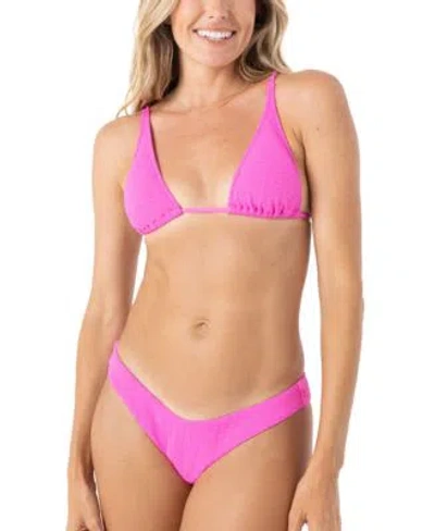 Roxy Juniors Haliewa Built Up Triangle Bikini Top Cheeky Scoop Front Bottoms In Pink