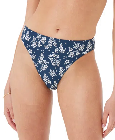 Roxy Juniors' Hibiscus Haven High Leg Bikini Bottoms In Navy