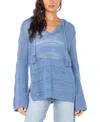 Roxy Hippie Love Open Stitch Hoodie In Infinity Blue