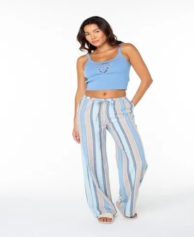 Roxy Juniors' Iyla Low Rise Relaxed Fit Pants In Blue