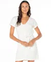 Roxy Juniors' Kona Belted Short-sleeve Mini Dress In Snow White