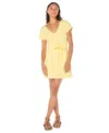 Roxy Juniors' Kona Belted Short-sleeve Mini Dress In Yellow