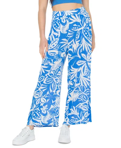 Roxy Midnight New Avenue Blue Floral Print Wide-leg Pants In Campanula Selva Floral