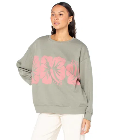 Roxy Juniors' Morning Hike Graphic Crewneck Sweatshirt In Green