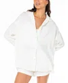 Roxy Morning Time Cotton Gauze Button-up Shirt In White