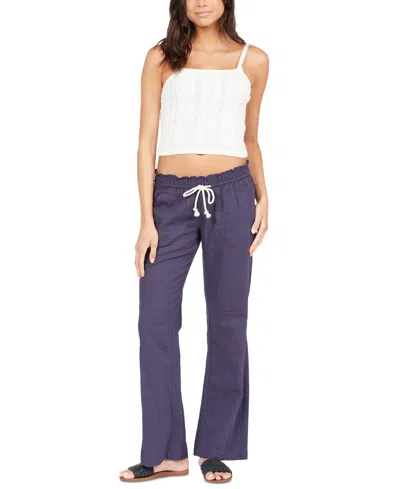 Roxy Juniors' Oceanside Wide-leg Drawstring Pants In Mood Indigo