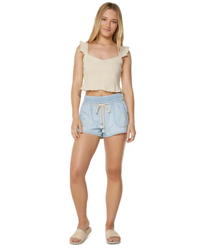 Roxy Juniors' Paddle On Pull-on Denim Shorts In Blue