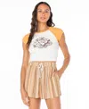 Roxy Juniors' Paraiso Colorblocked Slim Cropped T-shirt In Orange