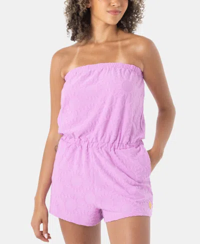 Roxy Juniors' Special Feeling Strapless Romper Swim Cover-up In Purple