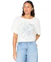Roxy Juniors' Stitched Bloom Cropped Cotton T-shirt In White