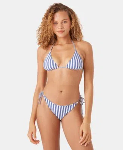 Roxy Juniors Stripe Out Reversible Tiki Triangle Hipster Bottoms Top In Blue