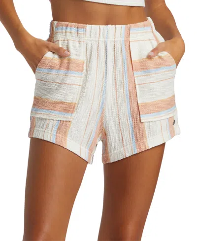 Roxy Juniors' Todos Santos Pull-on Shorts In Cafe Creme Beach Bliss Stripe
