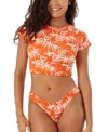 Roxy Vacay Vibes Short Sleeve Cropped Rashguard In Red, Women's At Urban Outfitters In Red