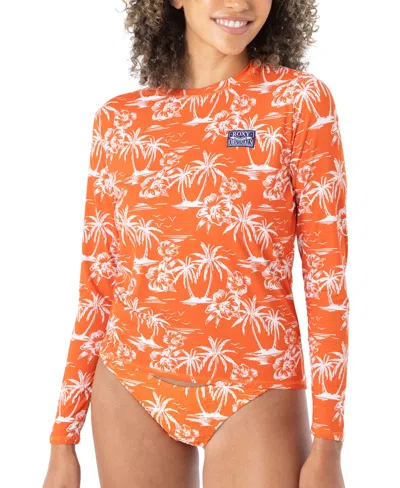 Roxy Juniors' Vacay Vibes Sea Skipping Rash Guard In Red