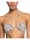 Roxy Juniors Womens Floral Removable Padding Bikini Swim Top In Multi