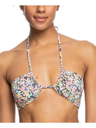 Roxy Juniors Womens Floral Removable Padding Bikini Swim Top In Multi