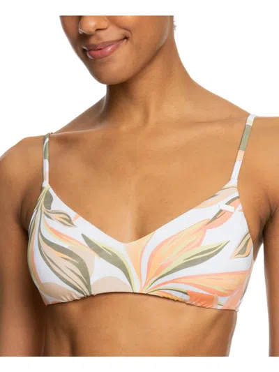 Roxy Juniors Womens Printed Tie Back Bikini Swim Top In White