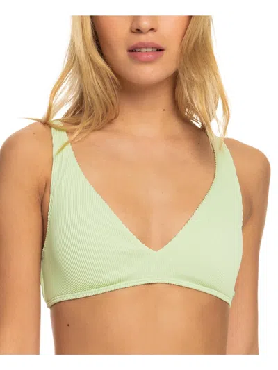 Roxy Juniors Womens Ribbed Removable Adding Bikini Swim Top In Green