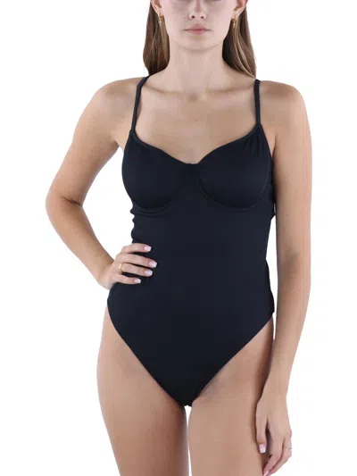 Roxy Juniors Womens Underwire Pool One-piece Swimsuit In Black