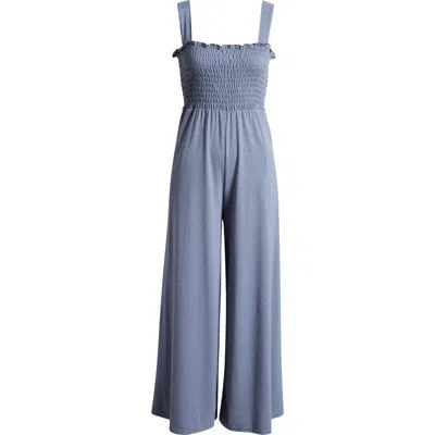 Roxy Just Passing By Smocked Wide Leg Jumpsuit In Wild Wind