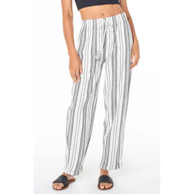 Roxy Kapena Stripe Linen Blend Drawstring Pants In White