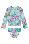 Roxy Kids' 2-piece Long Sleeve Rashguard Swim Set In Green