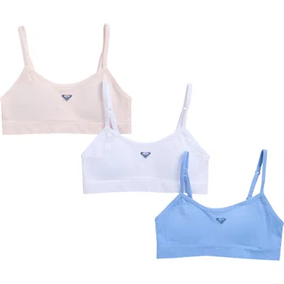 Roxy Kids' 3-pack Assorted Bralettes In Pink Haze/ White/ Tidepool