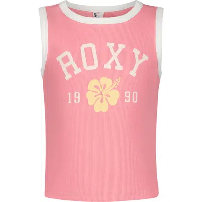 Roxy Kids' Collegiate Arch Stretch Cotton Tank In Pink