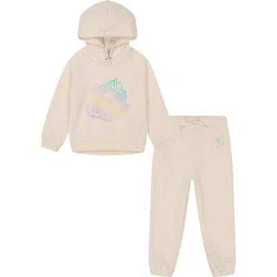 Roxy Kids' Fleece Lined Hoodie & Sweatpants Set In Parchment