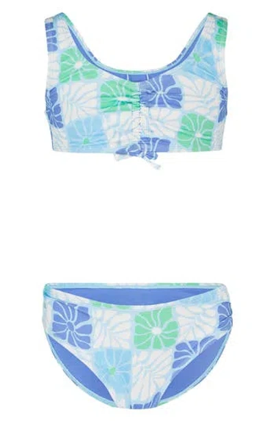 Roxy Kids' Floral Geo 2-piece Bikini In Blue