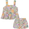 Roxy Kids' Floral Tank & Shorts Set In Multi Light Aqua