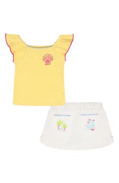 Roxy Kids' Graphic Top & Skirt Set In Yellow