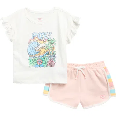 Roxy Kids' Logo Graphic T-shirt & Shorts Set In Multi