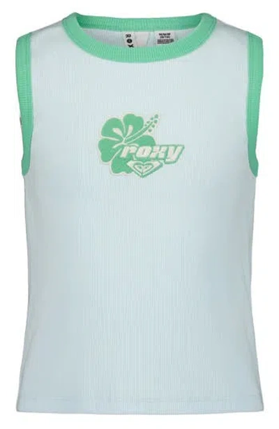 Roxy Kids' One More Time Stretch Cotton Tank In Green