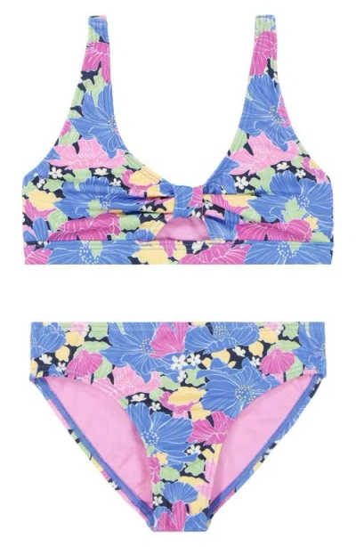 Roxy Kids' Outline Two-piece Swimsuit In Mood Indigo