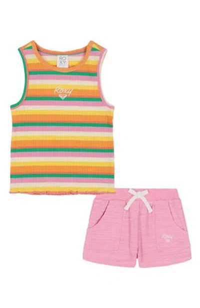 Roxy Kids' Stripe Tank & Shorts Set In Multi