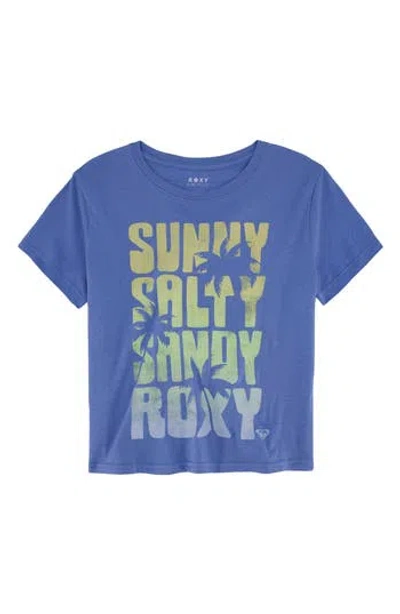 Roxy Kids' Sunny & Salty Cotton Graphic T-shirt In Blue Bonnet