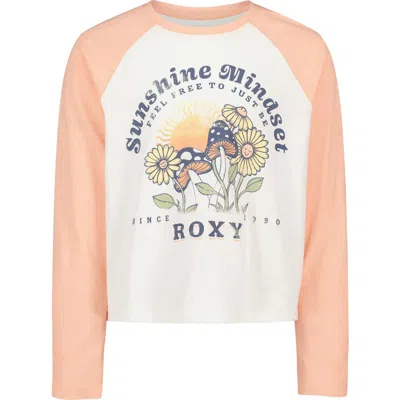Roxy Kids' Sunshine Mindset Graphic T-shirt In Coral Pink Heather