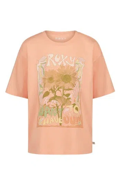 Roxy Kids' Sunshine Oversized Graphic Tee In Coral Pink
