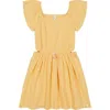 Roxy Big Girls Cotton Surf Break Jacquard Flutter-sleeve Dress In Yellow