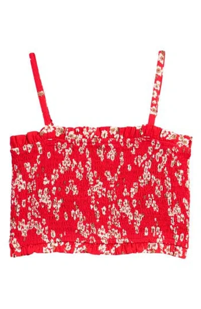 Roxy Kids' The First One Smocked Camisole In Hibiscus Margarita