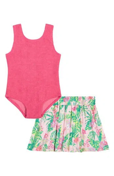 Roxy Kids' Two-piece Swimsuit & Skirt Set In Multi