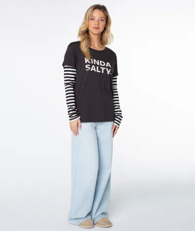 Roxy Kinda Salty Two-fer Top In Black