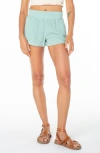 Roxy Laidback Cotton Gauze Shorts In Aquifer Solid