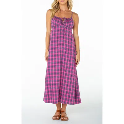 Roxy Late Night Plaid Midi Dress In Animal Print
