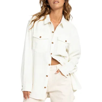 Roxy Let Go Corduroy Button-up Shirt In White