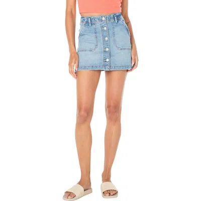 Roxy Lil Sunshine Denim Miniskirt In Bleached Blue