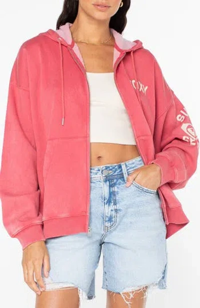Roxy Line Up Graphic Hoodie In Pink
