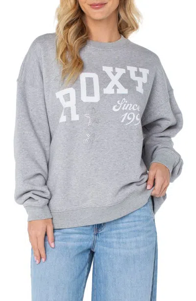 Roxy Line Up Graphic Sweatshirt In Hthr Grey